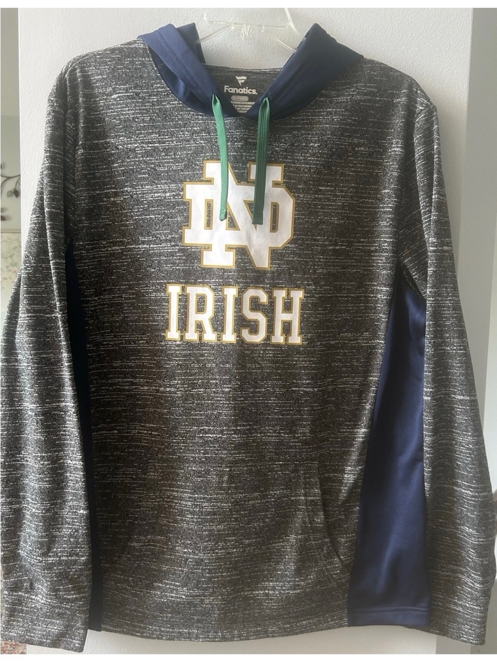 Fanatics Notre Dame Fighting Irish Men's XL Sweatshirt Hoodie Gray Navy Blue